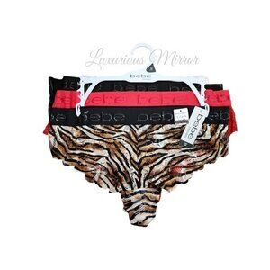 Bebe Womens Underwear Intimate Lingerie 3 Pack Lace Multicolor Thongs Sz 3X NEW